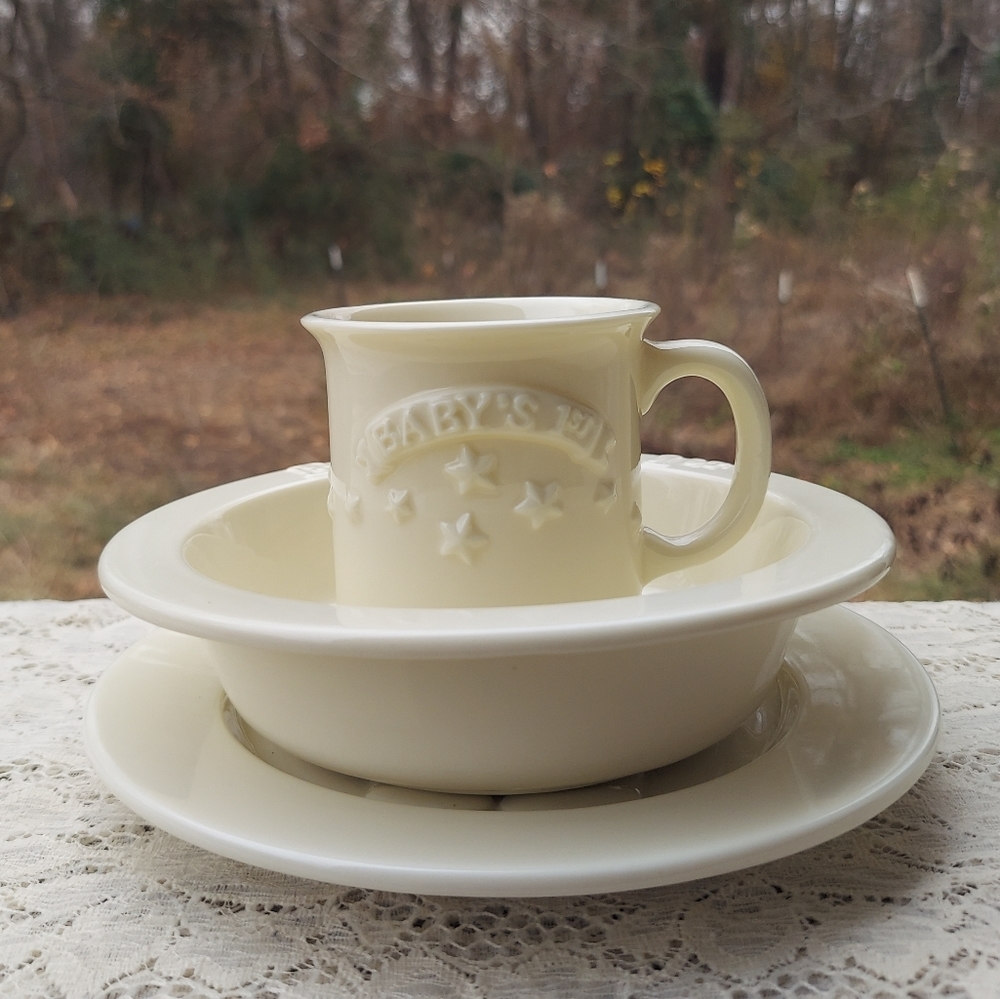 Cute Baby's 1st Dinner Set Plate Bowl and Mug by Dept 56